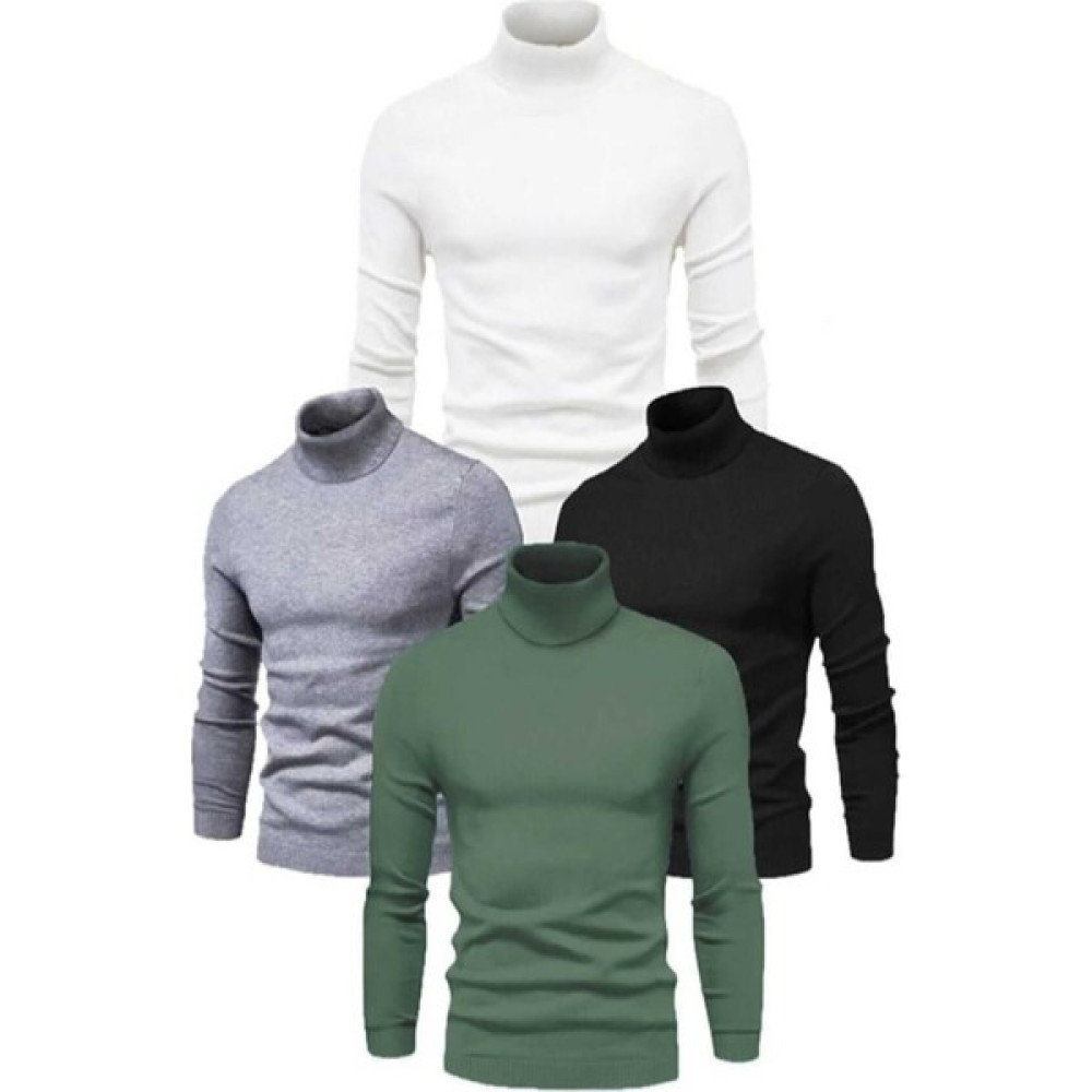 Qalina Life 4 Lü Set Unisex Likralı Esnek Siyah Beyaz Haki Gri Balıkçı Yaka Boğazlı Kışlık Kazak Erkek Kazak & Süveter & Triko Fiyatı