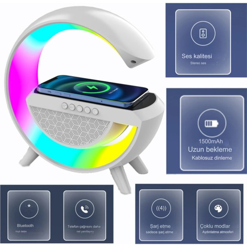 Qasul Kablosuz Şarjlı Rgb Bluetooth Hoparlör 7 Farklı Renk Seçeneğiyle Hem Telefonunuzu Şarj Edin Hem De Müziğiniz Kesilmesin - Beyaz Bluetooth Hoparlör Fiyatı