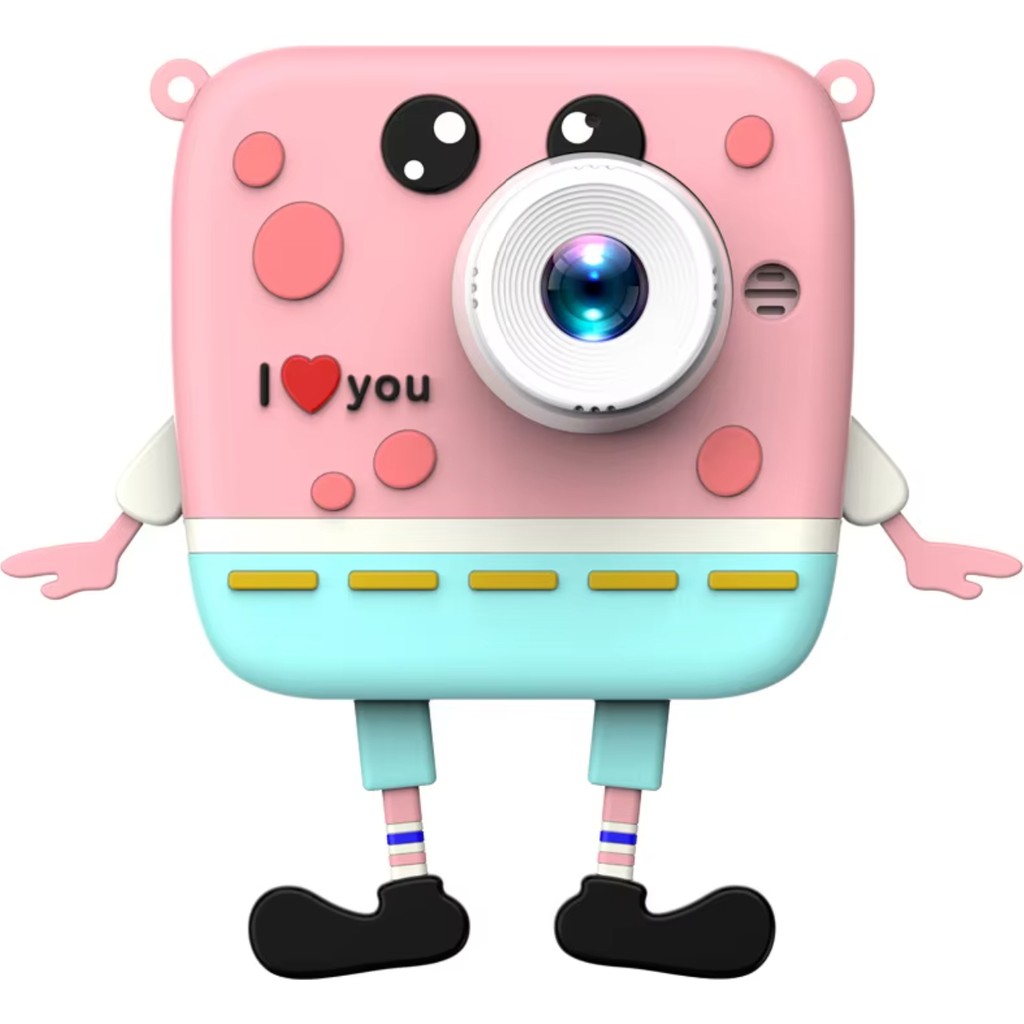 Qasul Sünger Bob Tasarımlı Yeni Nesil Çocuk Dijital Mini Fotoğraf Makinesi Çift Kameralı - Pembe Dijital Fotoğraf Makineleri Fiyatı