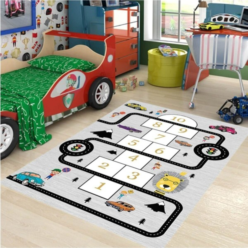 Qatalina Araba Yollu Trafik Yolu Eğitici Seksek Oyun Halısı Dijital Baskılı Kaymaz Taban Çocuk Odası HALISI,GKTC288 - 40 x 40 cm - Renkli Salon Halısı Fiyatı