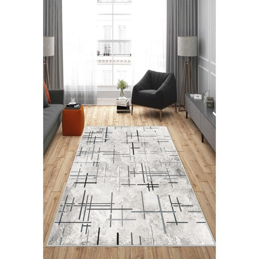 Qatalina Dijital Baskı Yıkanabilir Kaymaz Taban Salon Halısı Mutfak Halısı Koridor Halısı Yolluk Çocuk Halısı - Gri - 160 x 250 cm Salon Halısı Fiyatı