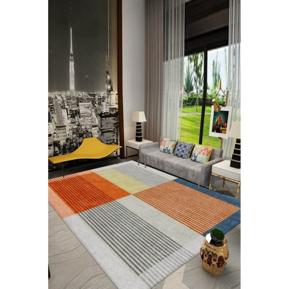 Qatalina Dijital Baskı Yıkanabilir Kaymaz Taban Salon Halısı Mutfak Halısı Yolluk - Renkli - 100 x 250 cm Salon Halısı Fiyatı