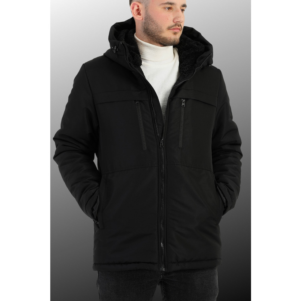 QAWWA Erkek Siyah Polarlı Su Ve Rüzgar Geçirmez Kapüşonlu Kışlık Spor Mont & Kaban & Parka 3XL Beden Mont (Outdoor) Fiyatı