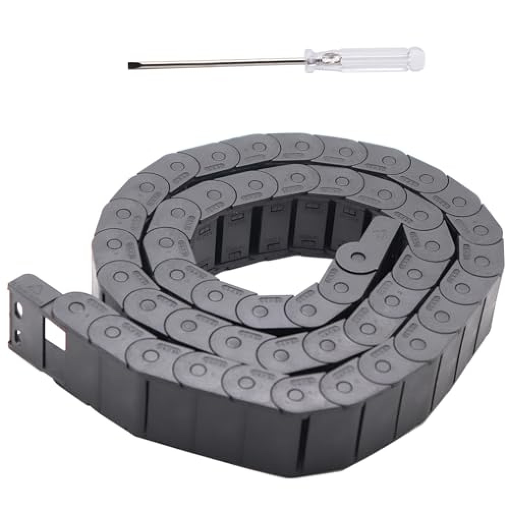 QBGTFAK 15mm x 30mm 1M Open On Both Side Plastic Towline CNC Machine Tool Cable Carrier Drag Chain Nested Black Semi Enclosed Type (Inner Side openable) (Semi Enclosed Type, 15mm x 30mm A)