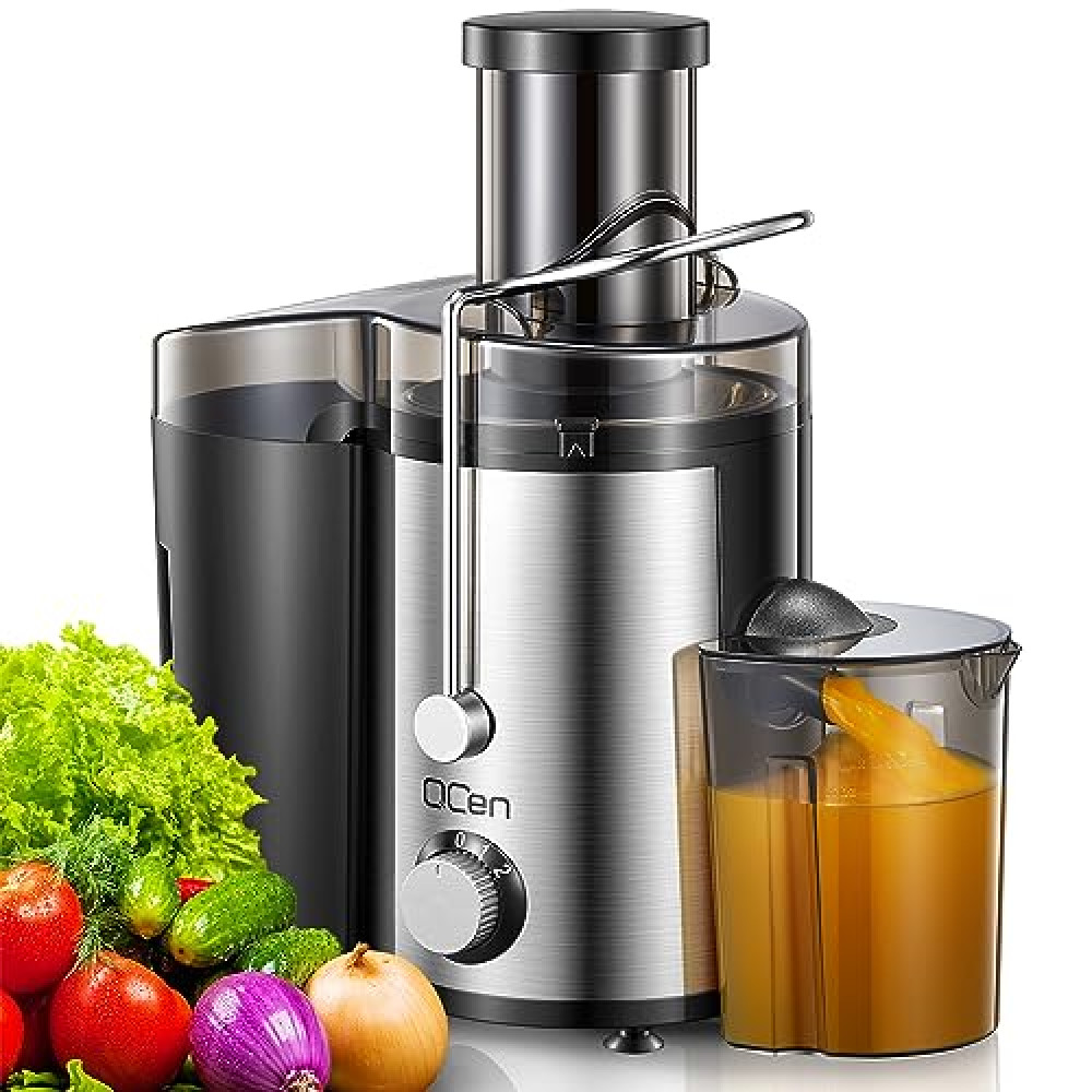 Qcen Juicer Machine, 800W Centrifugal Juicer Extractor with Wide Mouth 3” Feed Chute for Fruit Vegetable, Easy to Clean, Stainless Steel, BPA-free (Black) Juicers Fiyatı