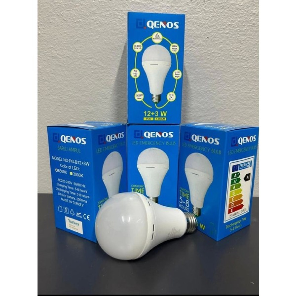 Qenos 12W+3W Şarjlı Ampul - Beyaz Led Aydınlatmalar Fiyatı