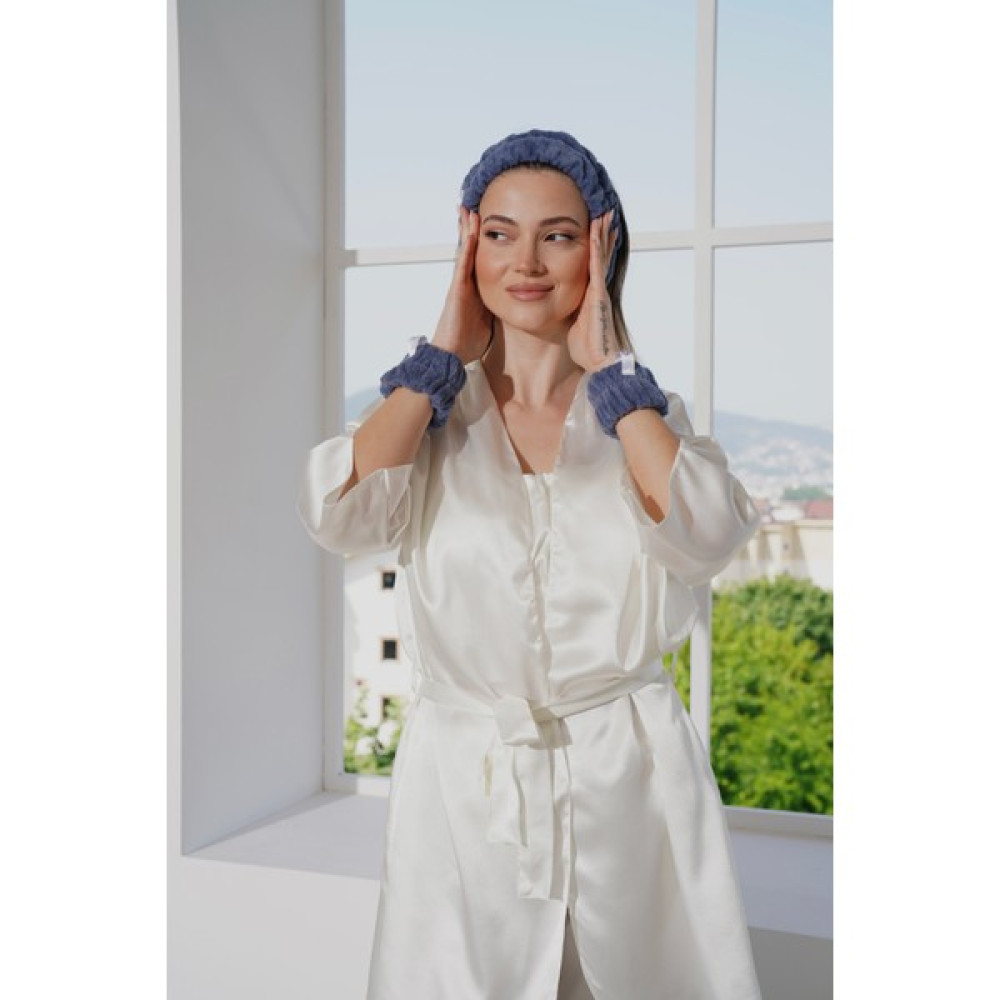 QEYZİ Pamuk Havlu Cilt Bakım Spa Bandana ve Bileklik Set ( Yüz ve Bilek Yıkama Bandı Toka, Taç & Saç Bandı Fiyatı