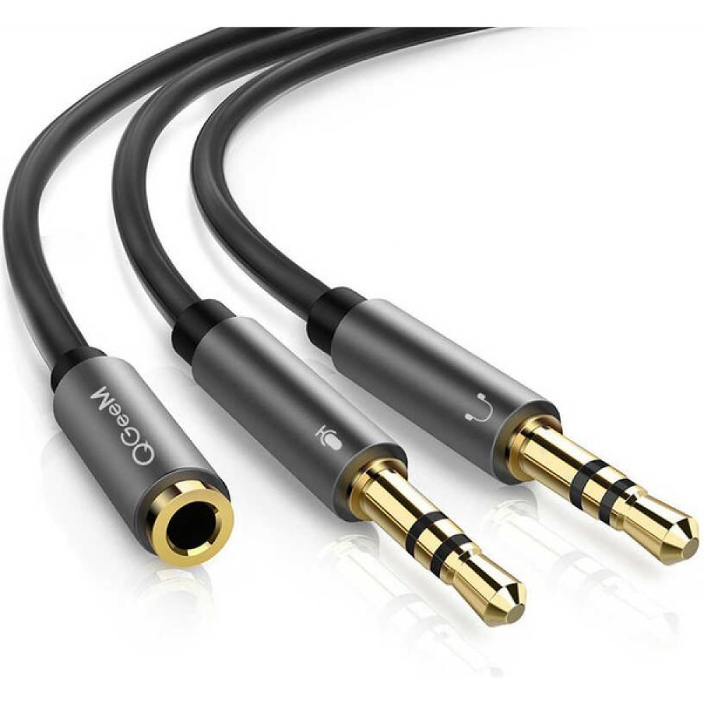 Qgeem QG-AU06 3.5 mm Erkek Aux ve Mikrofon Çoğaltıcı Ikili Audio Ses Kablosu Çoğaltıcı 15 cm Ses Kablosu Fiyatı