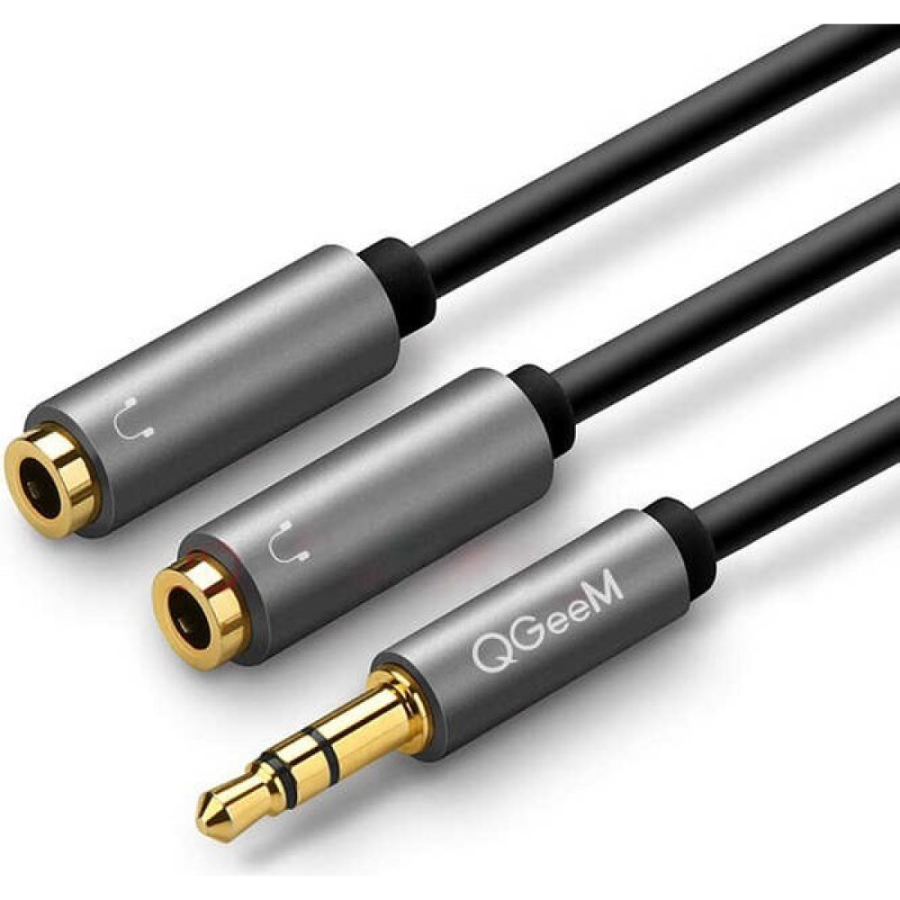Qgeem QG-AU08 3.5 mm Dişi Aux Çoğaltıcı Ikili Audio Ses Kablosu Çoğaltıcı 15 cm Ses Kablosu Fiyatı