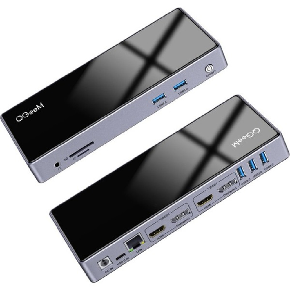 Qgeem QG-D6902 All In One Çoğaltıcı Type-C Hub Docking Station 4k-5k Displayport HDMI Destekli - Siyah Bilgisayar Çevirici ve Adaptörü Fiyatı