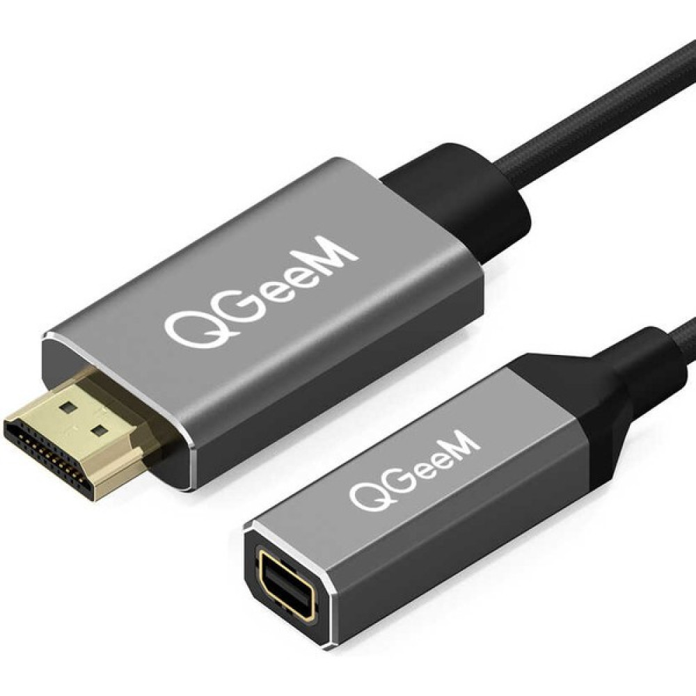 Qgeem QG-HD02 HDMI To Mini Display Port Dönüştürücü Adaptör Görüntü Aktarım Kablosu - Siyah HDMI Kablo Fiyatı