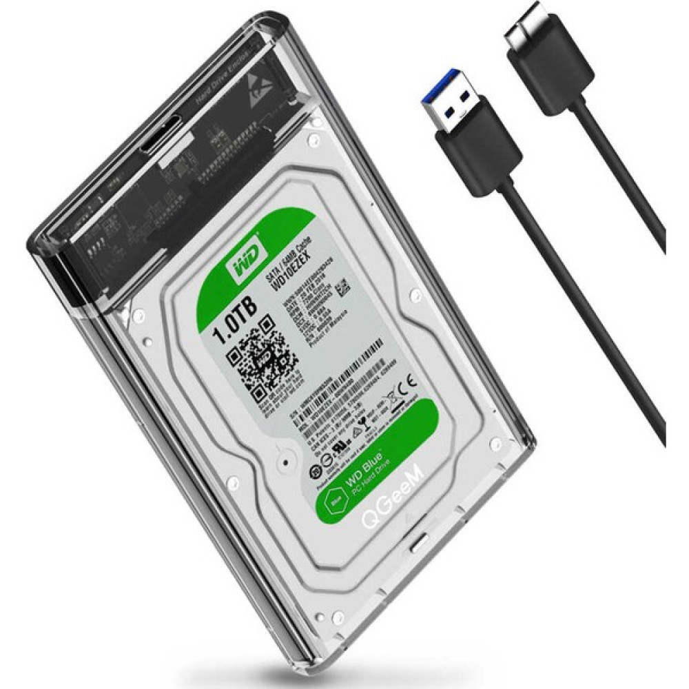 Qgeem QG-ST04 2.5" HDD Sata Harddisk Veri Aktarım Kutusu Micro Usb-B 3.0 - Siyah - 3 TB Taşınabilir Hard Diskler Fiyatı