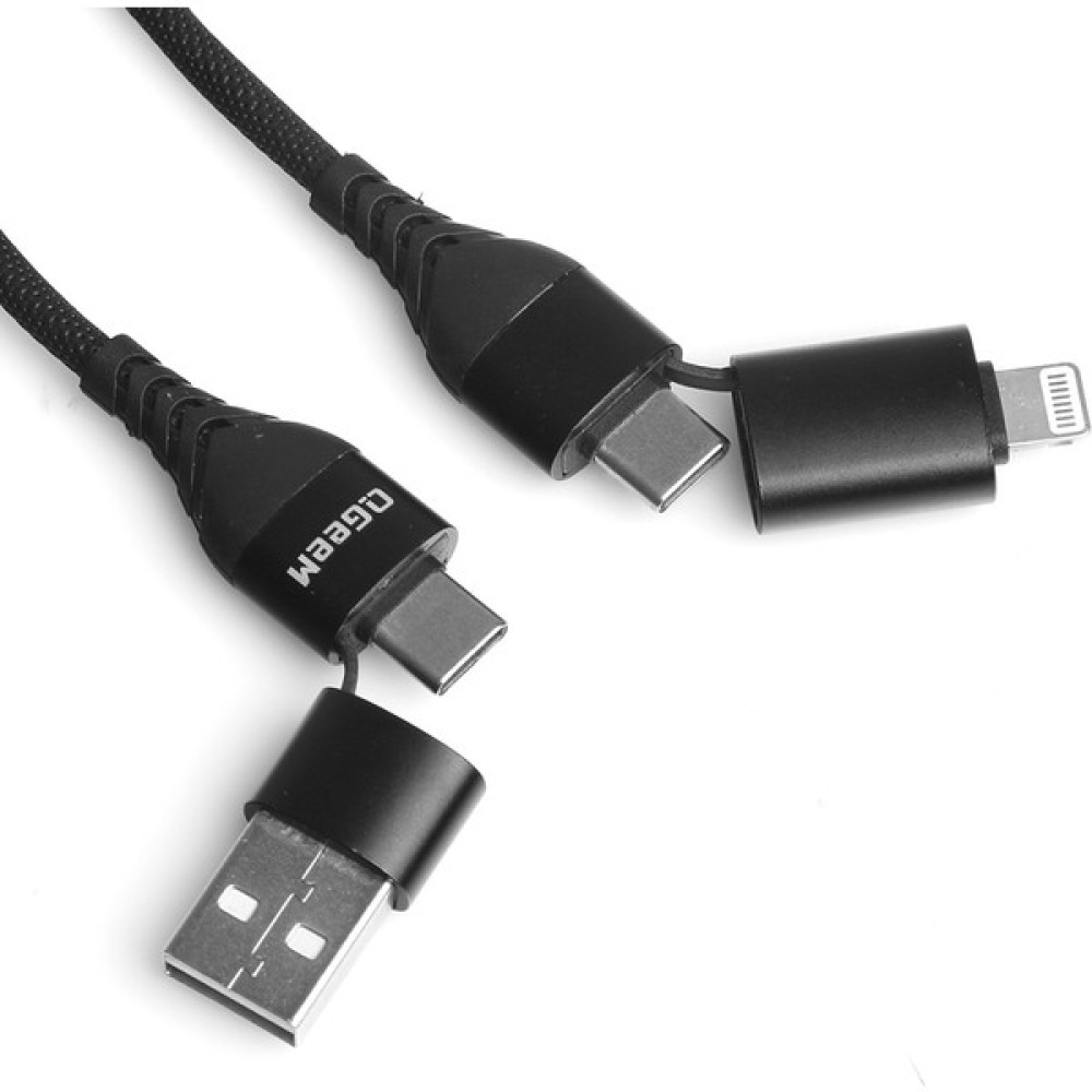 Qgeem USB 4 In 1 Lighting +Usb-A + Type-C Çok Foksiyonel Hızlı Şarj Destekli Kablo (QG-CC0029) Diğer Fiyatı