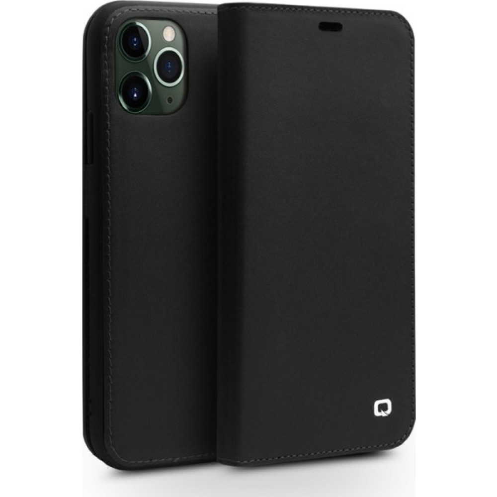 Qialino Apple iPhone 11 Pro Max Için Kartlıklı Cüzdan Tasarımlı Deri Telefon Kılıfı - Siyah (Yurt Dışından) Cep Telefonu Kılıfı Fiyatı