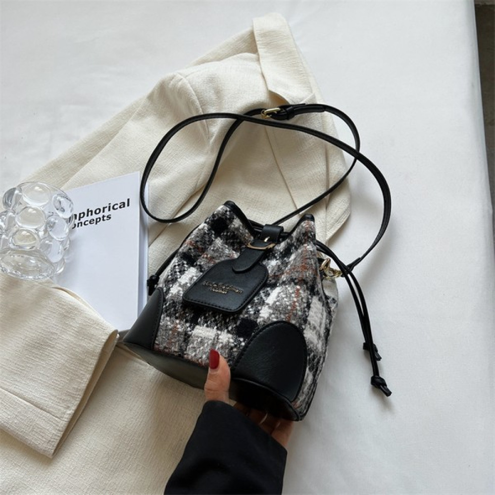 Qianquhui Crossbody Kova Omuz Çantası Yeni Damalı Işe Gidiş Çantası Kahverengi (Yurt Dışından) Bayan Çanta ve Cüzdan Fiyatı