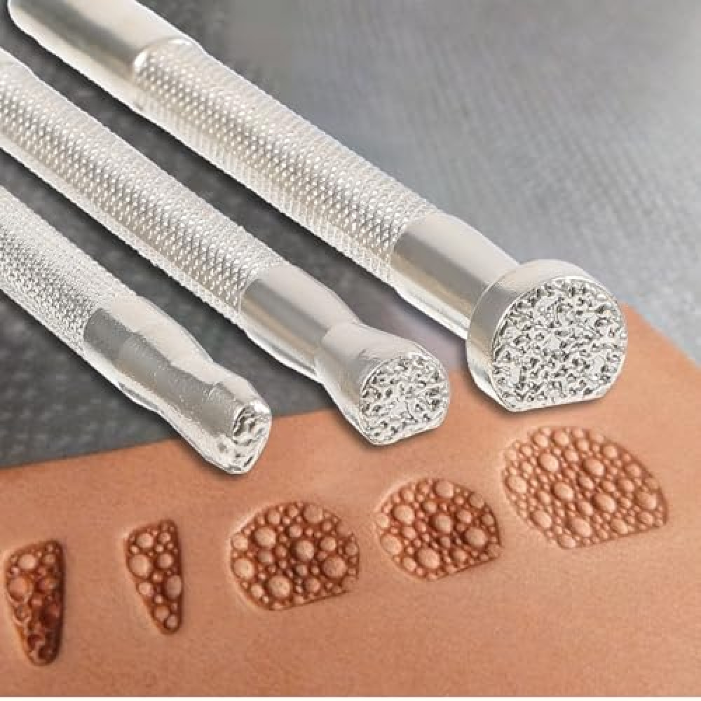 Qianyu 3 Pcs Leather Stamping Tool Professional Leather Background Stamping Tools for Craft Working Leather Craft Working DIY Working Leather Craft Stamp Tools Kits Carving Leather Handmade Art Tools