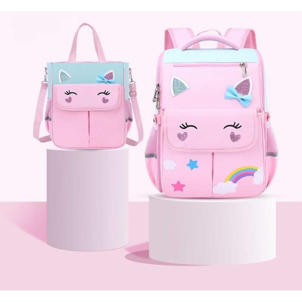 Qifer Wilber Desen Baskılı 2 Parça Çocuk Sırt Çantası Seti - Pembe (Yurt Dışından) - 37x29x16cm Okul Çantası Fiyatı