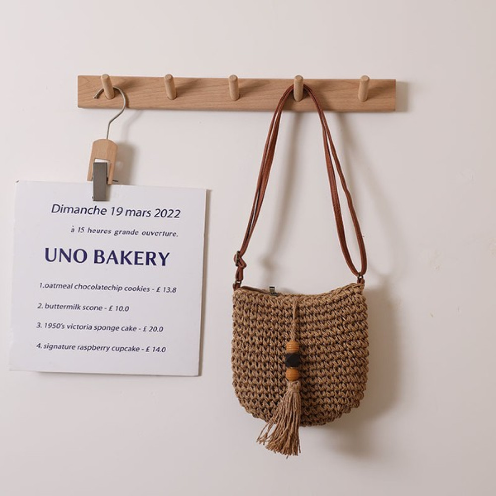 Qin Dynasty Crossbody Hasır Çanta Yeni Stil Ahşap Boncuk Püskül Hasır Çanta Dokuma Çanta Plaj Çantası Omuzdan Askili Çanta Kadınlar Için Kahverengi... Bayan Çanta ve Cüzdan Fiyatı