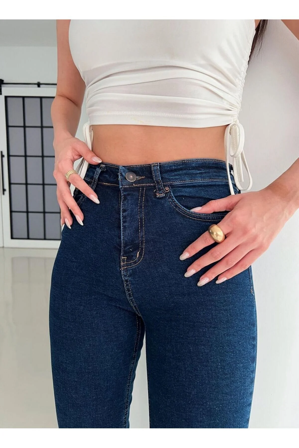QİSSO Koyu Blue Kadın Mavi Dar Paça Skinny Fit Esnek Likralı Yüksek Bel Kot Pantolon 29 Beden" Bayan Jeans / Kot Pantolon Fiyatı