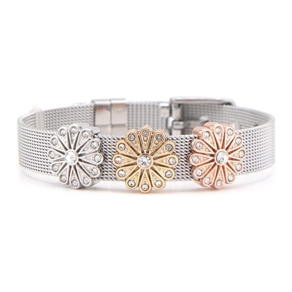 Qiuhong Shop 21CM Tarzı Set 6 Somsoar Takı Güzel Çiçek Slayt Charm Bilezik Gümüş Renkli Paslanmaz Çelik Hasır Bilezik Bilezik (Yurt Dışından) - 1 Saat ve Bileklik Aksesuarı Fiyatı