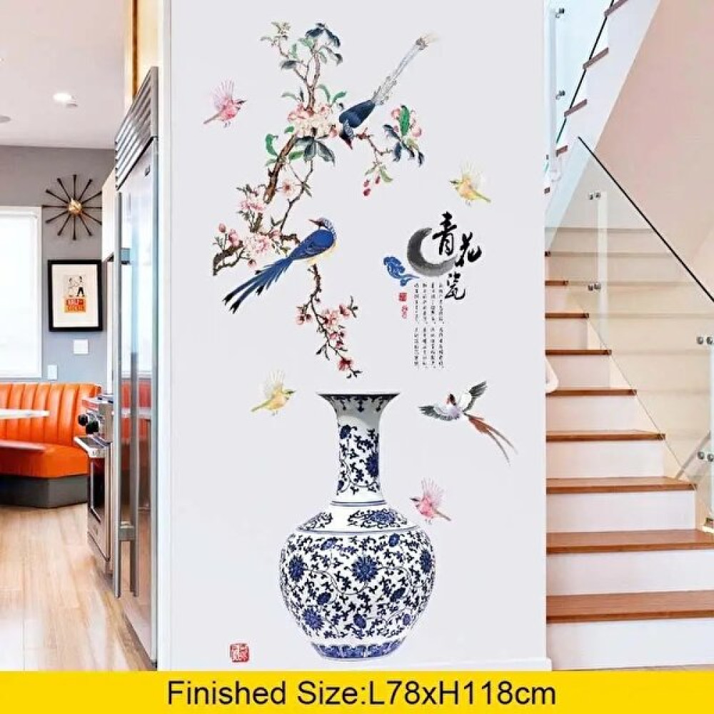 Qiuhong Shop 3 No.3 Tarzı Büyük Tavuskuşu Saksağan Lotus Çiçeği Vazo Duvar Sticker Pvc Çıkartması Çin Tarzı Oturma Odası Ev Dekorasyonu Vinil Çocuk... Duvar Stickerı Fiyatı