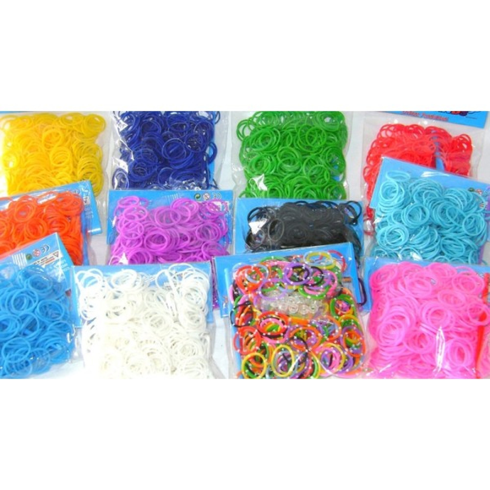 Qiuhong Shop Karışık Rastgele Renk 3pcslot Çocuk 600 Bantları + 24 S-Clipspack Batik Silikon Elastik Şeker Kauçuk Tezgah Bantları Multy Karışık Dol... Saat ve Bileklik Aksesuarı Fiyatı