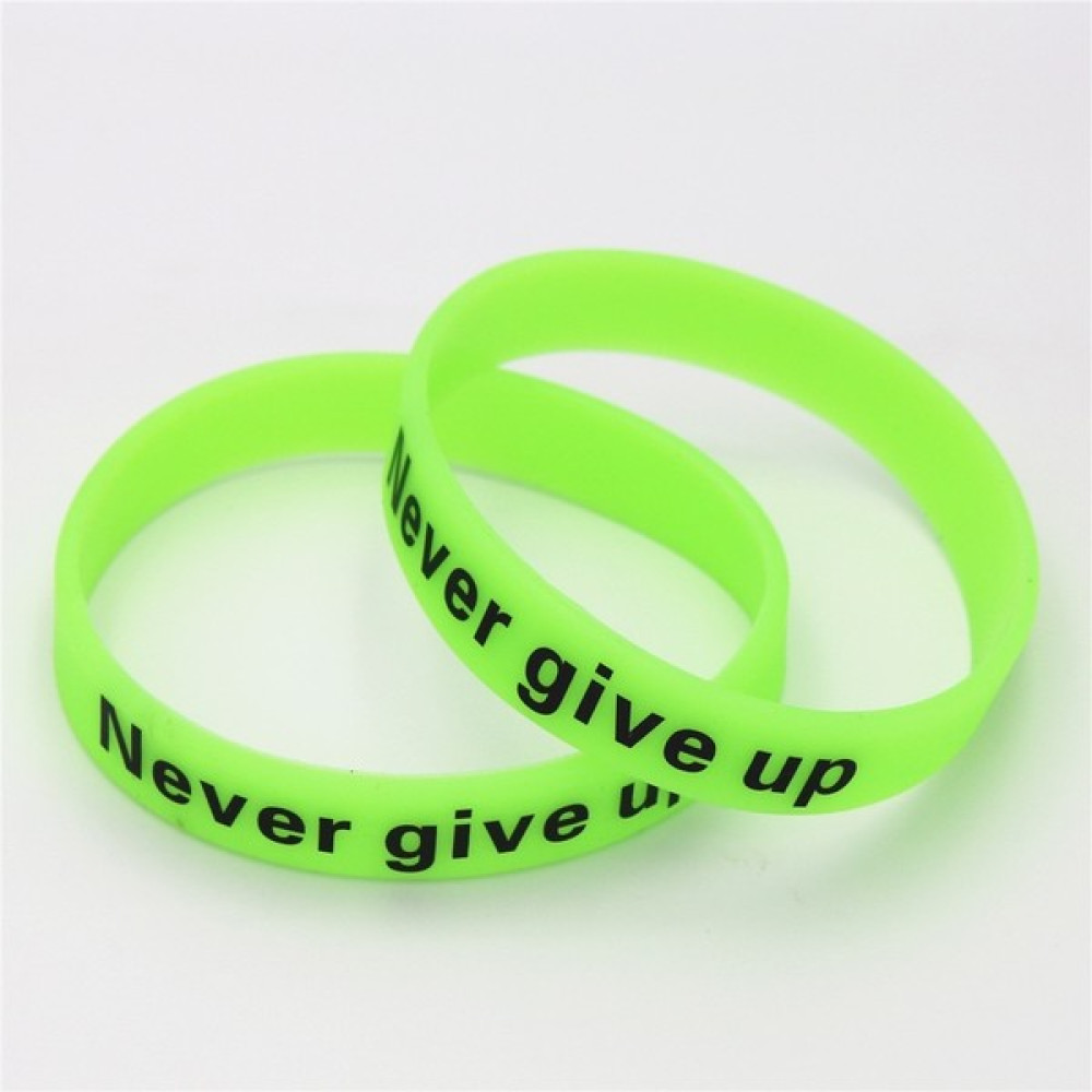 Qiuhong Shop Siyah Stil Yeşil 5 Adet Karanlıkta Glow Silikon Kauçuk Esneklik Spor Bileklik Asla Pes Etme Baskı Unisex Manşet Bileklik ve Bilezikler... Saat ve Bileklik Aksesuarı Fiyatı
