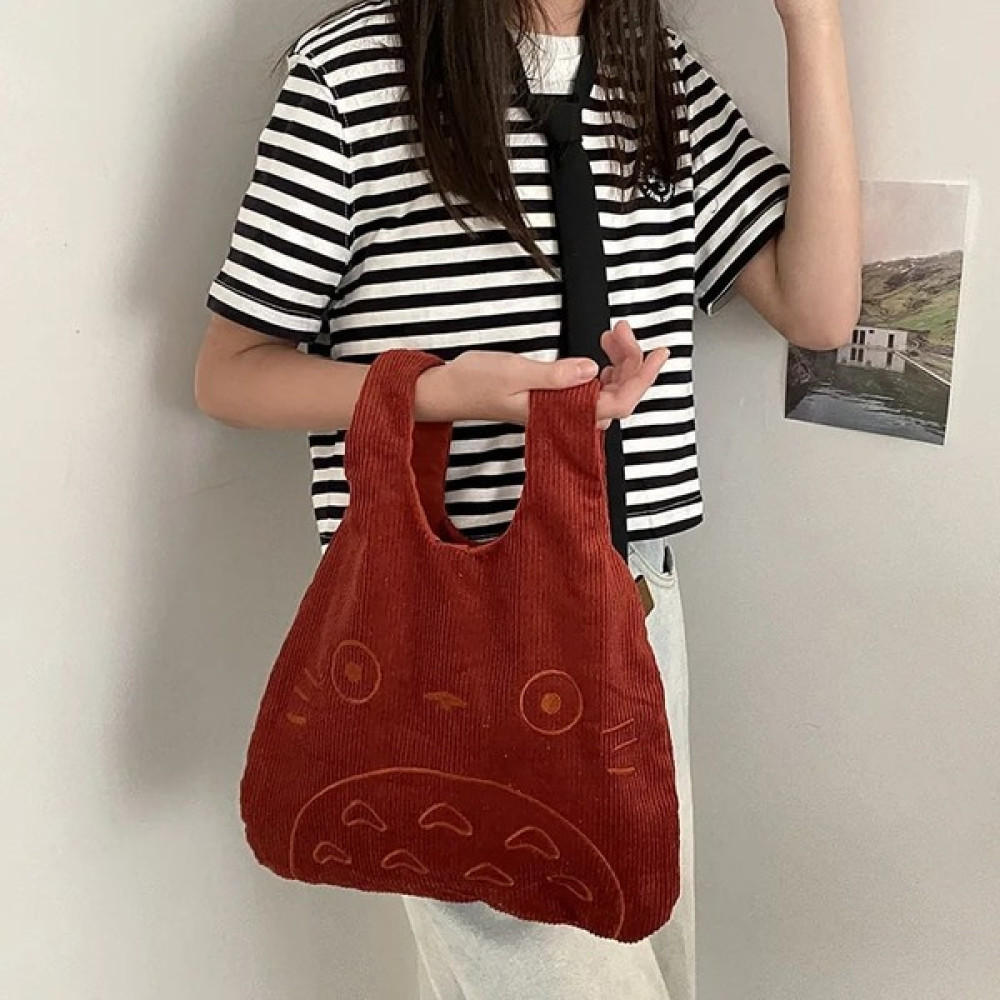 Qiuming Shop Kırmızı Stil Womeorduroy Için Tuval Bez Çantalar Büyük Bayanlar Pamuklu Bez Çanta Karikatür Baskı Kadın Alışverişçiler Moda Kumaş Çant... Bayan Çanta ve Cüzdan Fiyatı