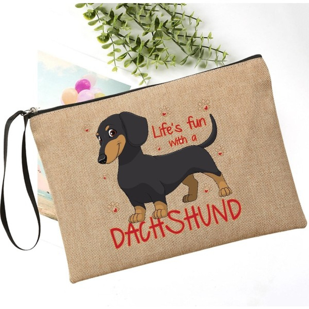 Qiuming Shop Q06234-A012BR-S Stili Basit Dachshund Aşk Moda Fermuar Kozmetik Çantası Köpek Anne Hayat Makyaj Tuvalet Çantası Ruj Maskara Organizatör Çanta Seyahat Çantası (Yurt Dışından) Oto Boyaları Fiyatı