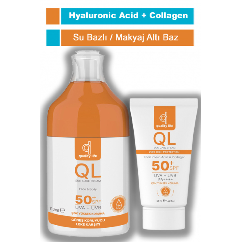 Ql 110 Ml Ve 50 Ml Yuz Ve Vucut Gunes Kremi Seti - Leke Karsiti Hyaluronik Asit Ve Collagen Güneş Kremleri ve Losyonları Fiyatı