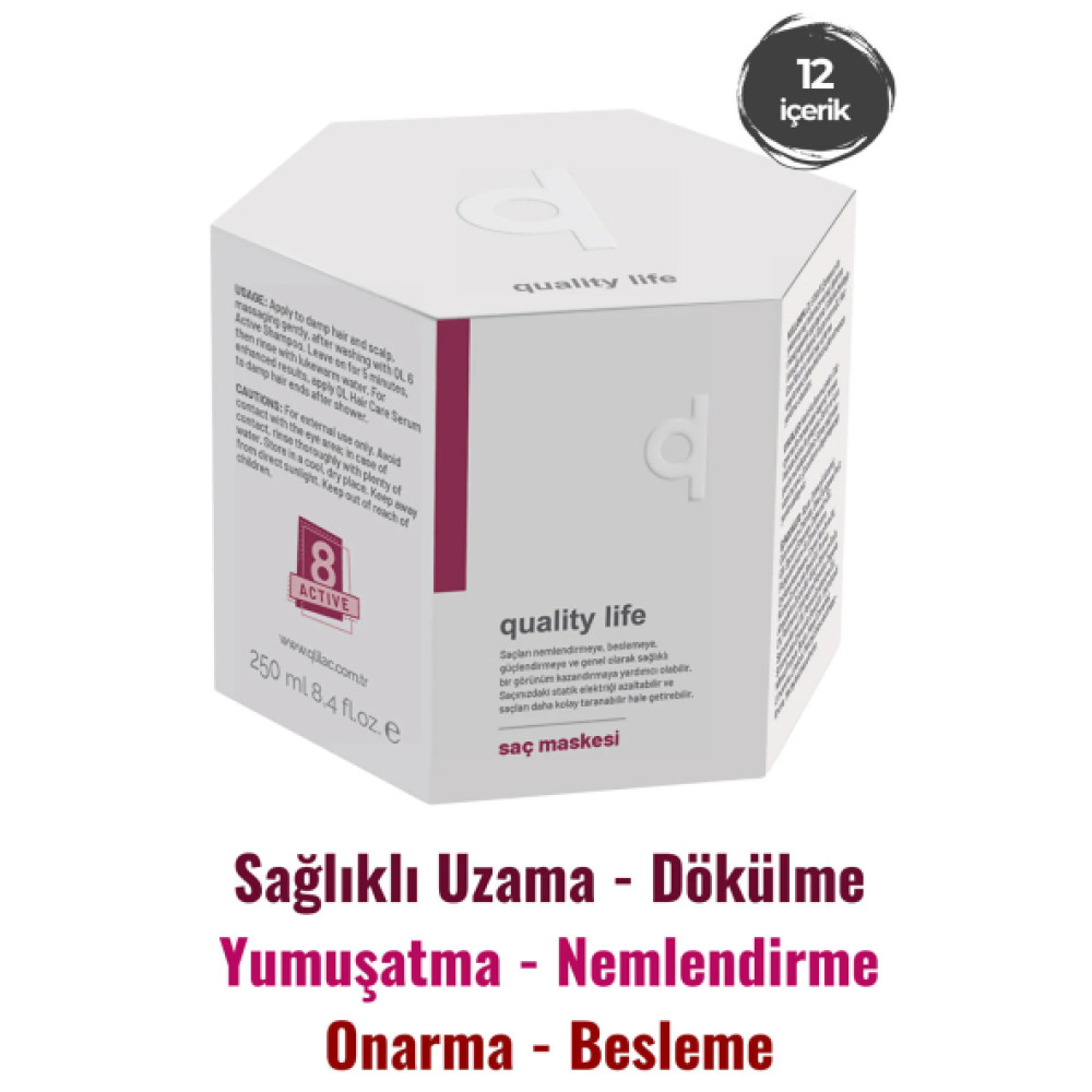 Ql 8 Aktifli Sac Maskesi - Asiri Yipranmis Ve Kuru Saclar Icin Besleyici Onarici Hizli Sac Uzatma Saç Şekillendirici Sprey Fiyatı