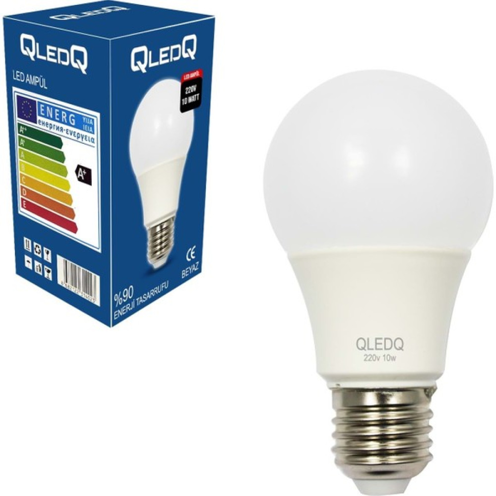Qledq LED Ampül 220V 10W 850 Lümen Beyaz E27 Led Aydınlatmalar Fiyatı