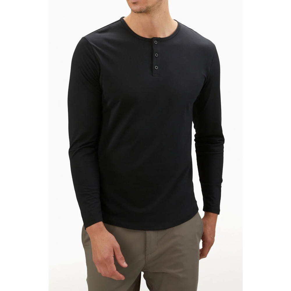 QMARI Bisiklet Yaka Uzun Kollu Henley Tişört Patlı Düğmeli Regular Fit Siyah Basic Tshirt Full Lıkra L Beden Bayan T-shirt Fiyatı