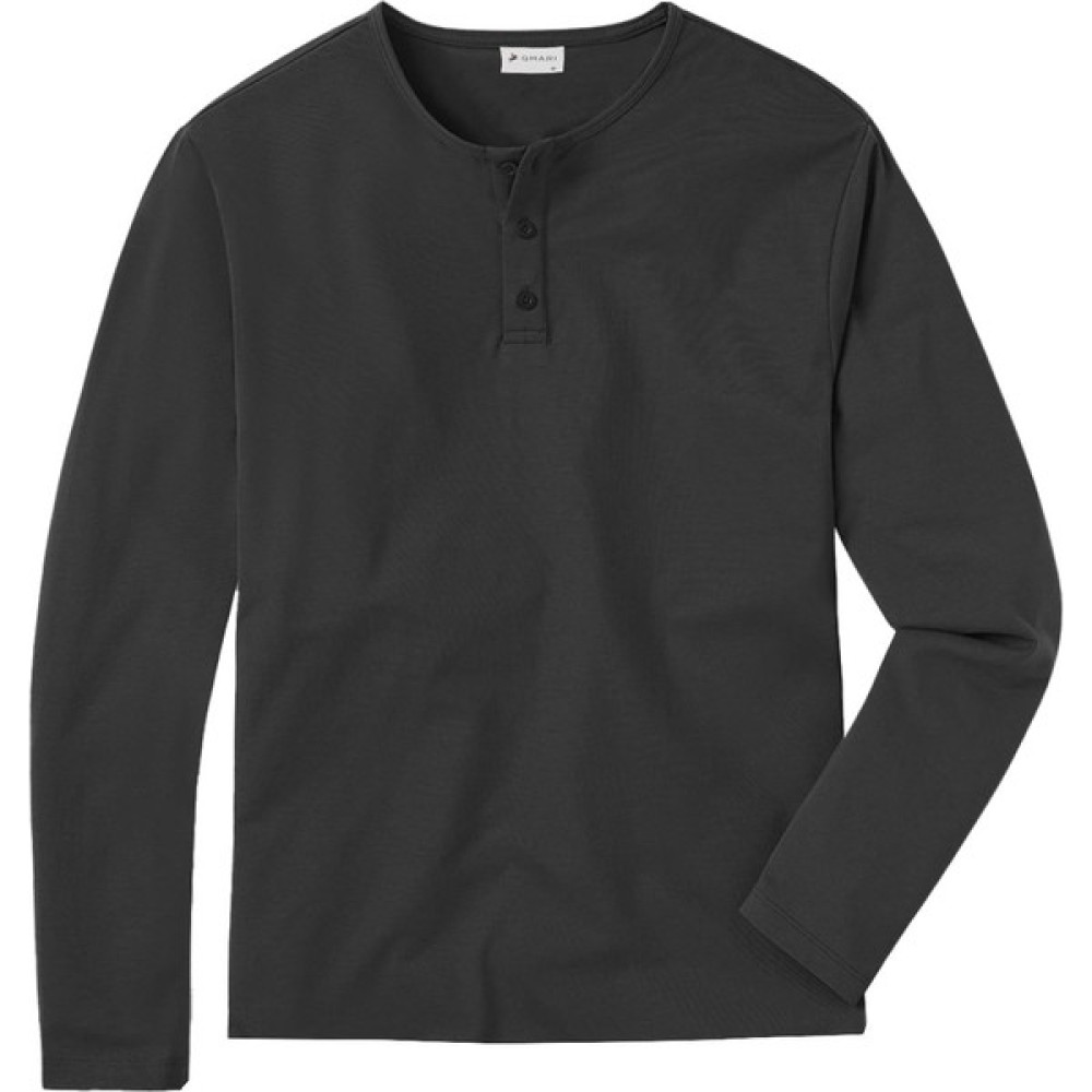 Qmari Bisiklet Yaka Uzun Kollu Tşört Düğmeli Patlı Yarım Balıkçı Regular Fit Tshirt Full Lıkra TBU0001 Erkek T-shirt Fiyatı