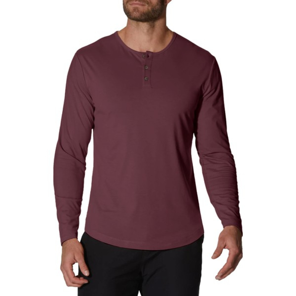 Qmari Premium Vişne Çürüğü Bisiklet Yaka Uzun Kollu Bordo Tişört Düğmeli Patlı Yarım Regular Fit Full Lıkra TBU001 Erkek T-shirt Fiyatı