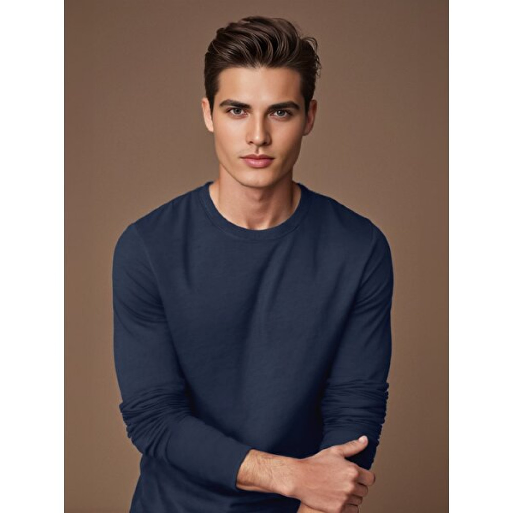 Qmari Uzun Kollu Tişört Basic Bisiklet Yaka Erkek T-Shirt | Oval Kesim Regular Fit Lıkrali TBL5001 Erkek T-shirt Fiyatı