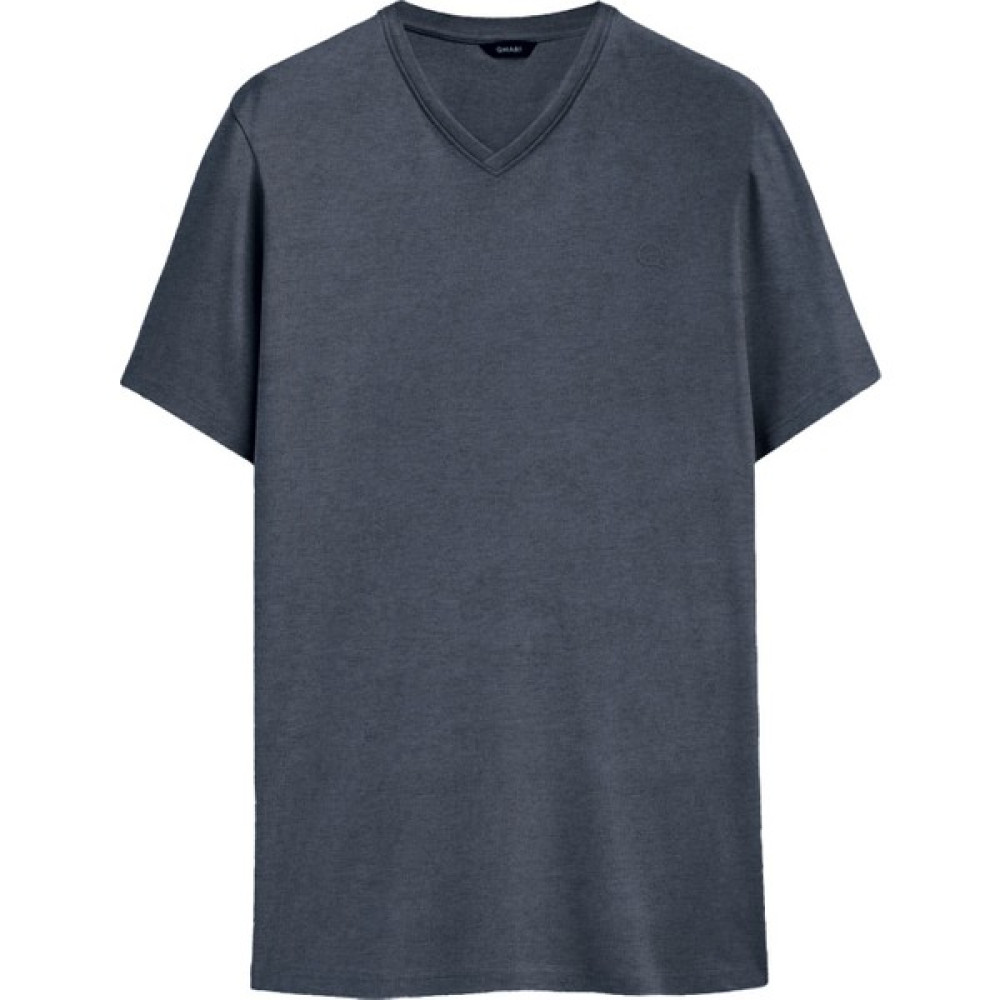 Qmari V Yaka Basic Tişört Regular Fit Tshirt Erkek Pamuklu Düz Melanj-Nakişli Q Logo Erkek T-shirt Fiyatı