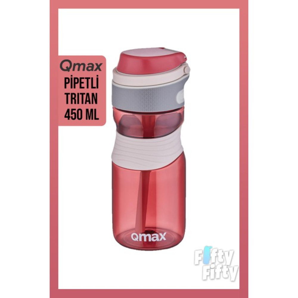 Qmax Pipetli Tritan Bpa Içermeyen Su Matarası 450 ml Pembe Suluk Fiyatı