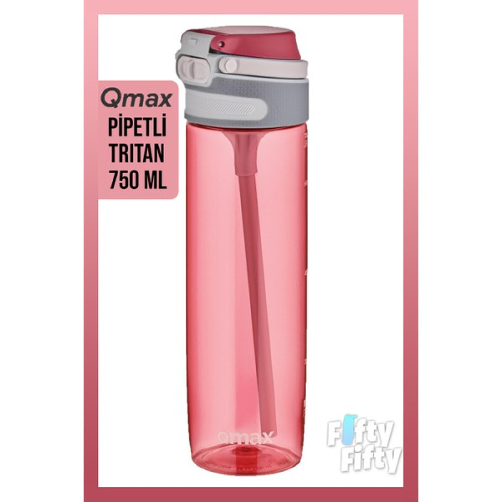 Qmax Tritan Bpa Içermeyen Pipetli Su Matarası 750 ml Pembe Suluk Fiyatı