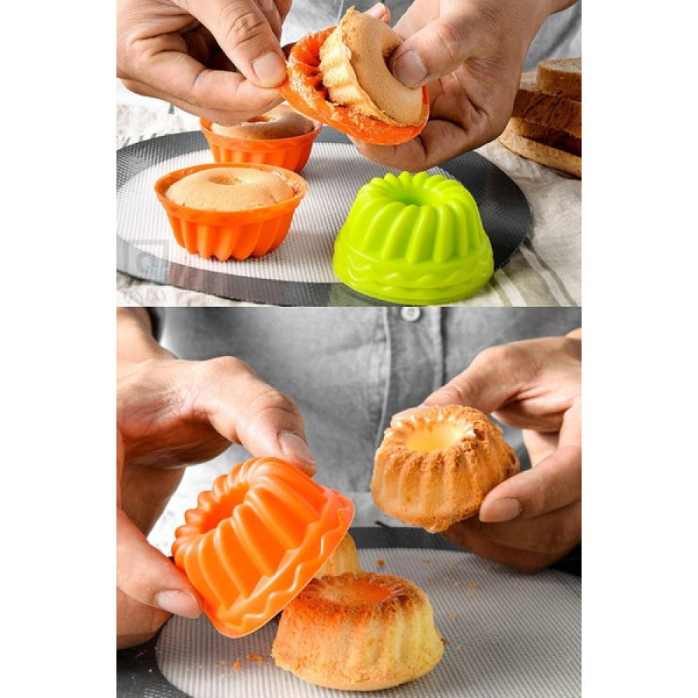 Qniay Pratik 18 Li Mini Kek Kalıbı 3D Kurabiye Pasta Muffin Kalıpları Silikon Pişirme Kalıbı - 18 Adet Kek Kalıpları Fiyatı