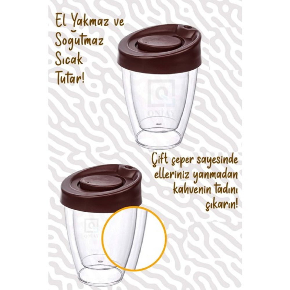 Qniay Pratik New Tasarım Çift Cidarlı Kapaklı El Yakmaz Bardak Termos Double Wall Espresso Coffe Latte Fincan / Bardak / Kahve Takımı Fiyatı