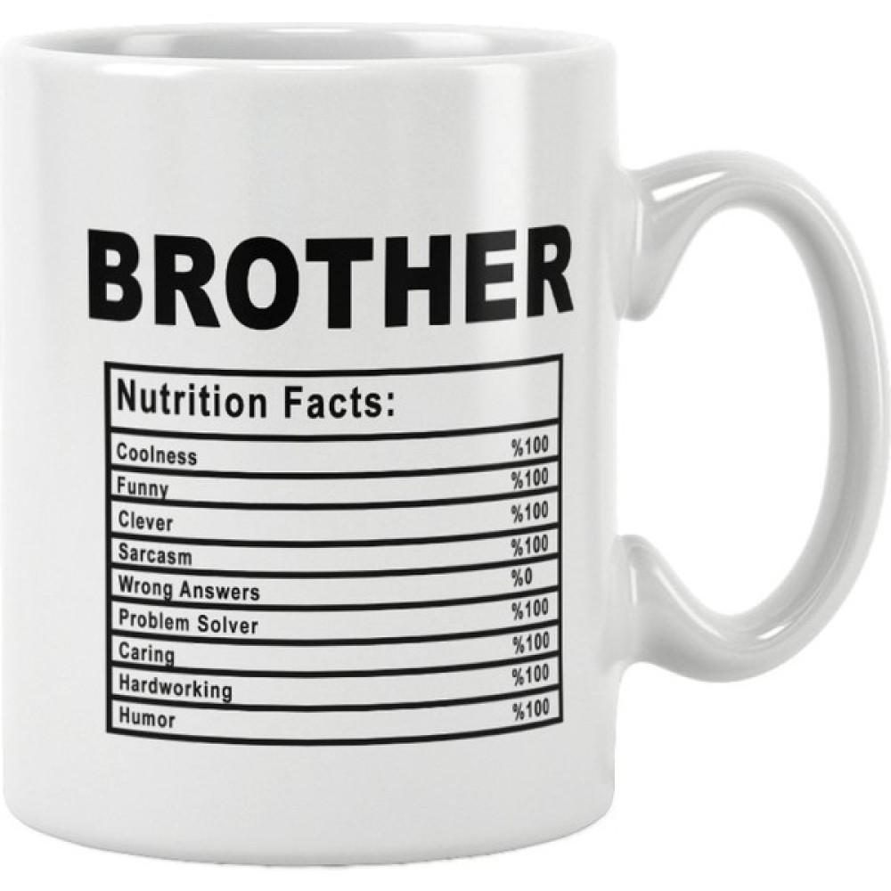 Qoeuyl Boutique Brother Nutrition Facts Erkek Kardeş Doğum Günü Hediye Baskılı Kupa Bardak - Beyaz Fincan / Bardak / Kahve Takımı Fiyatı