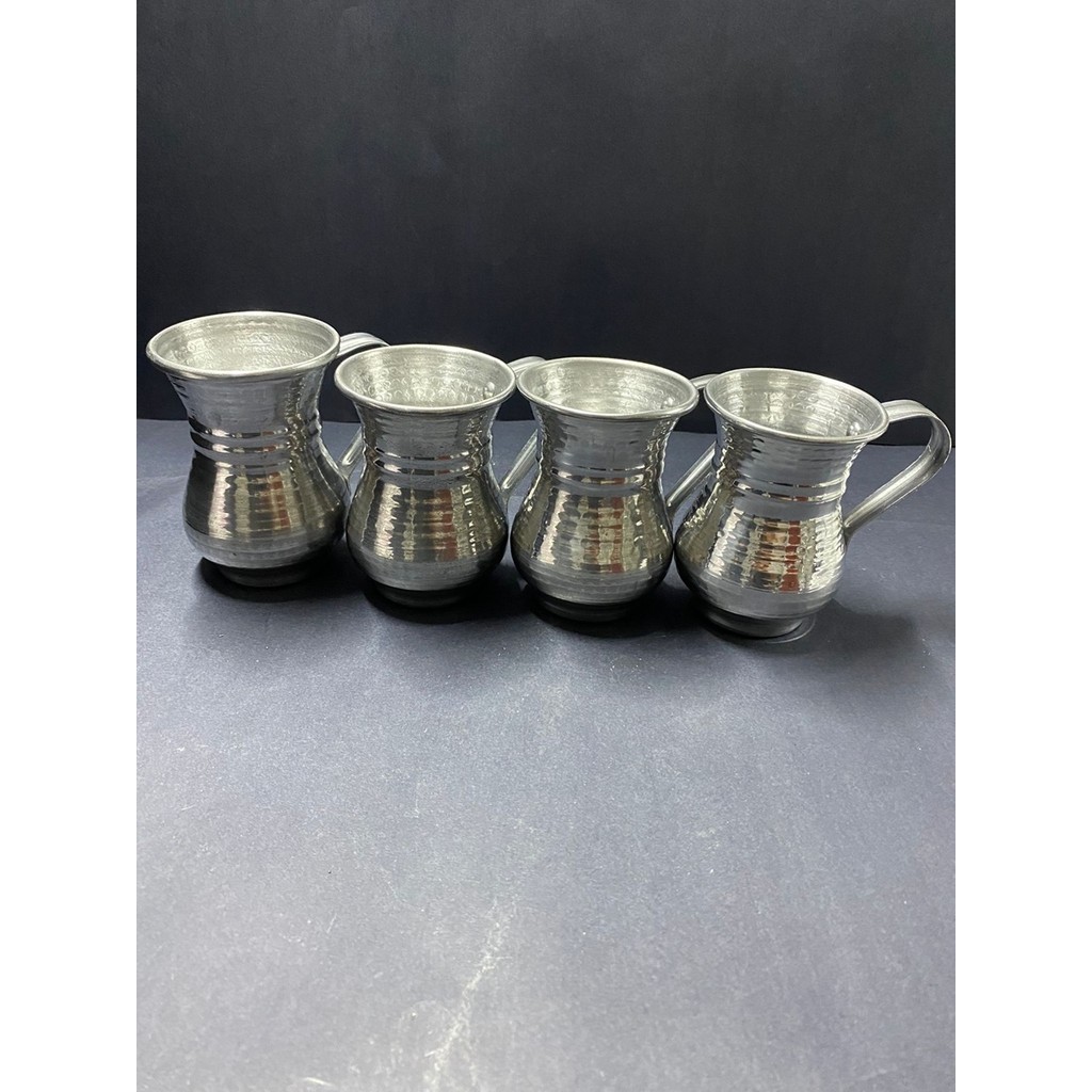 Qpazar Alüminyum Kulplu Bardak No:01 6 Adet - Gri - 100 ml Fincan / Bardak / Kahve Takımı Fiyatı