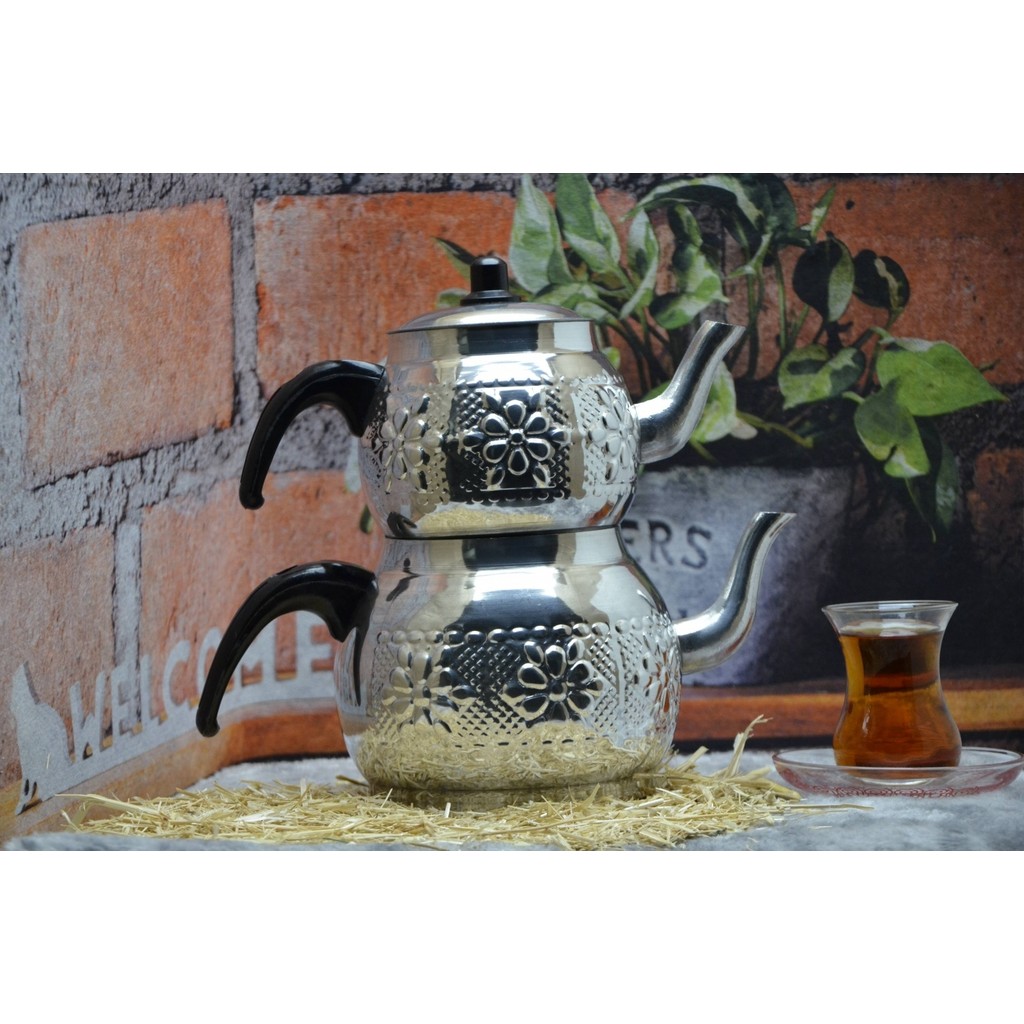 Qpazar Alüminyum Motifli Desenli Çaydanlık 2,3 Litre 5 Kişilik Dayanıklı Bakalit Kulplu Çay / Çaydanlık Setleri Fiyatı