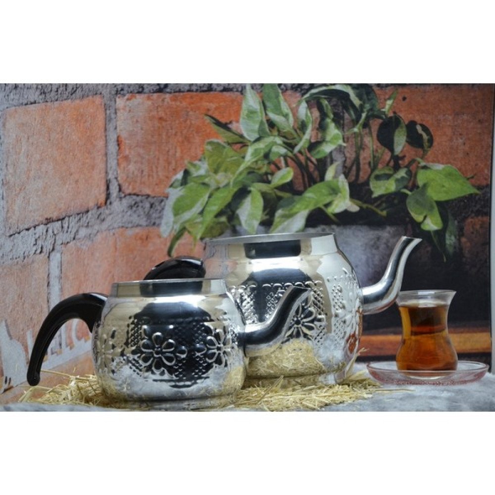 Qpazar Alüminyum Motifli Desenli Çaydanlık No:3 (1,7 Litre 3 Kişilik) - Gri - 0 Çay / Çaydanlık Setleri Fiyatı