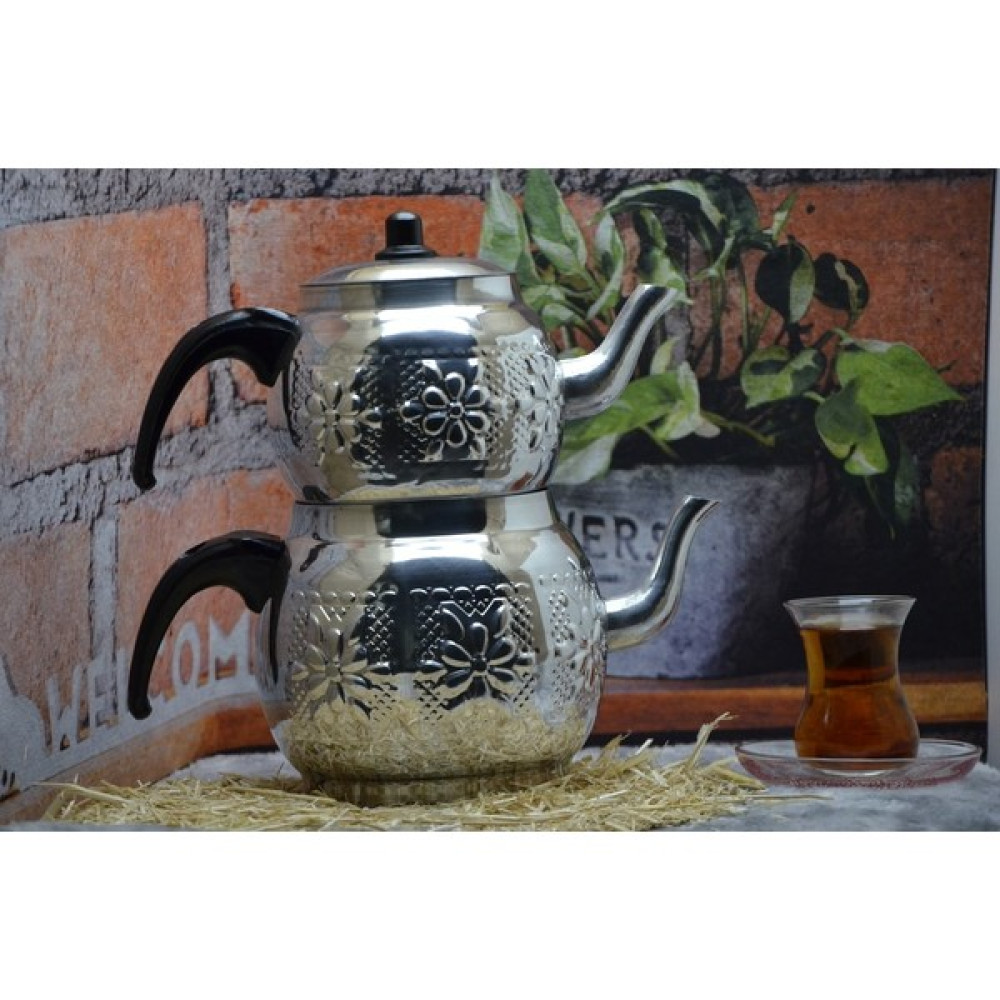 Qpazar Gri Alüminyum Motifli Desenli Çaydanlık No:3 (1,7 Litre 3 Kişilik) Alüminyum - 0 Çay / Çaydanlık Setleri Fiyatı