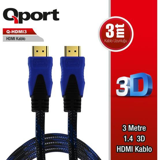 Qport Q-HDMI3 3M Altın Uçlu HDMI Kablo HDMI Kablo Fiyatı