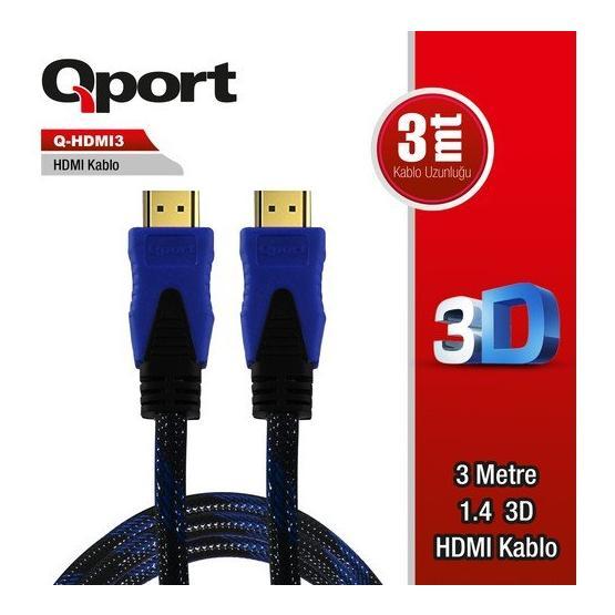 Qport Q-HDMI3 3M Altın Uçlu HDMI Kablo