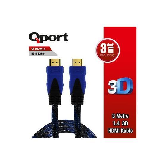 Qport Q-HDMI3 3M Altın Uçlu HDMI Kablo