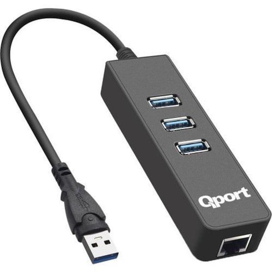 Qport Q-U3G 3xUSB 3.0 Çoklayıcı + Gigabit Ethernet Adaptör